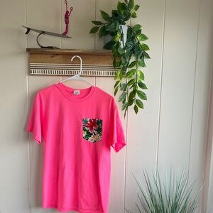 Neon Pink Shirt with Hawaiian Pocket